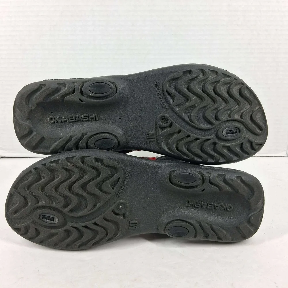 Okabashi Mens ML Flip Flop Sandals Black Red‎ White Blue Chevron Made in USA